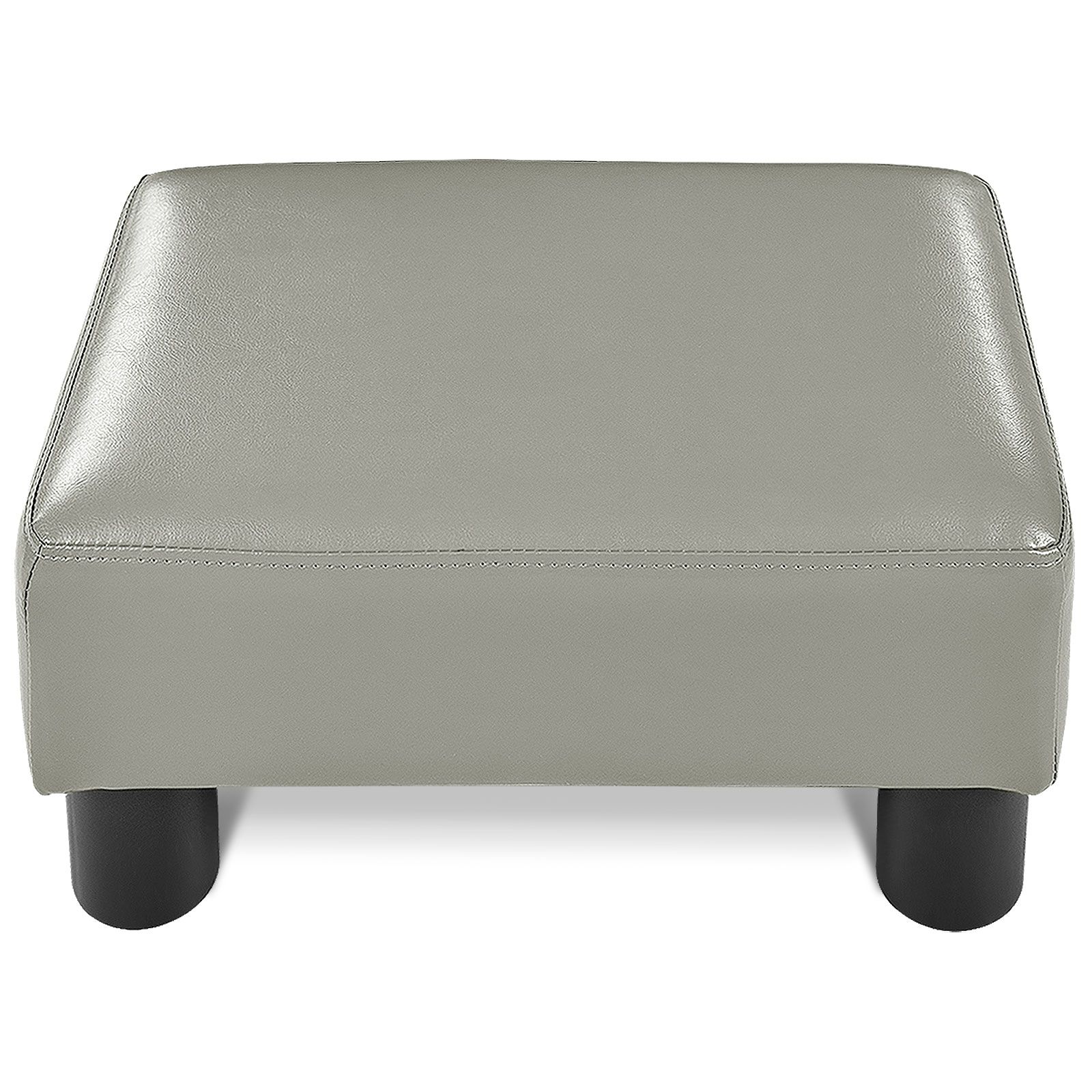 40 cm Rectangle PU Leather Small Footstool Ottoman Grey